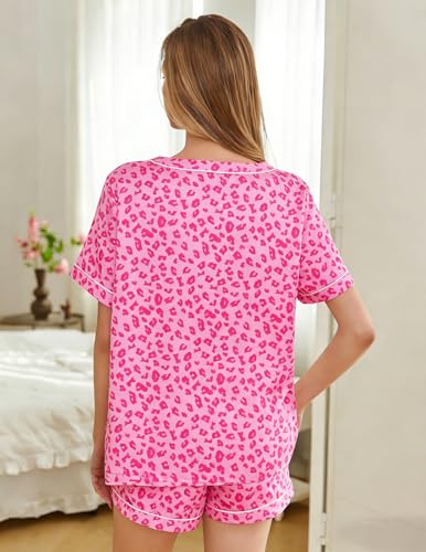 Image of ASTANFY Valentines Day Pajamas Women 2 Piece Silk Valentine Pjs Cute Heart Pajamas V Neck Satin Sleepwear Loungewear Set