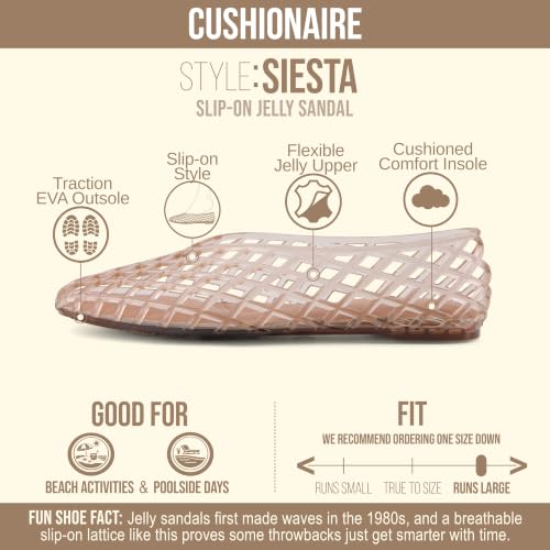 CUSHIONAIRE Siesta Modern Lattice Ballet Flats for Women, Comfortable Slip On Pointed Toe Womens Jelly Shoes, MOCHA 8 — view 4