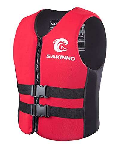 huraty Unisex Swim Vest, Adjustable Swimming Jacket, Outdoor Water Sports Impact Vest for Adults, Red, M