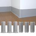 COUKIU Self Adhesive Baseboard Corner Blocks, 4inch(Width)3 Inner + 3 Outer Corners-Connector Between The Wall Base Cove Base Rubber Moulding Trim, Perfect Match for Our S100 Baseboard(Gray)