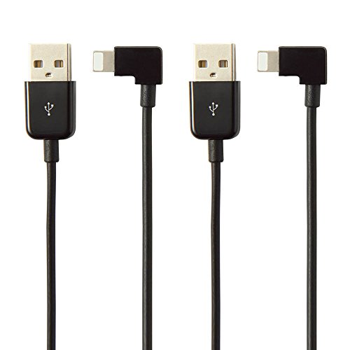 2 Pack 90 Degree Charger Data Sync USB Charging Cable for iPhone 3.3ft (2 Black)