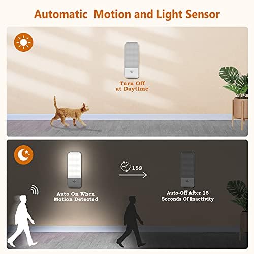 Motion Sensor Light, USB Rechargeable LED Night Light with 3 Modes (AUTO/ON/Off), Cupboard Light with Magnetic Strips, Wardrobe Light for Stair, Hallway, Closet, Kitchen, Cupboard, 4000K Warm White