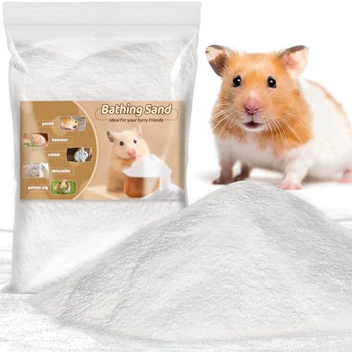 Sukh 14 OZ Hamster Sand Bath - Whit Fine Sand Hamster Bedding Reptile Silica Sand Gerbil Hideout for...