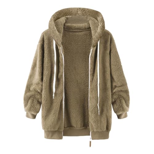 Fleece Sherpa Jacket for Women Casual Zipper Hooded Outerwear Loose Long Sleeve Coat Fuzzy Faux Fur Teddy Jackets2