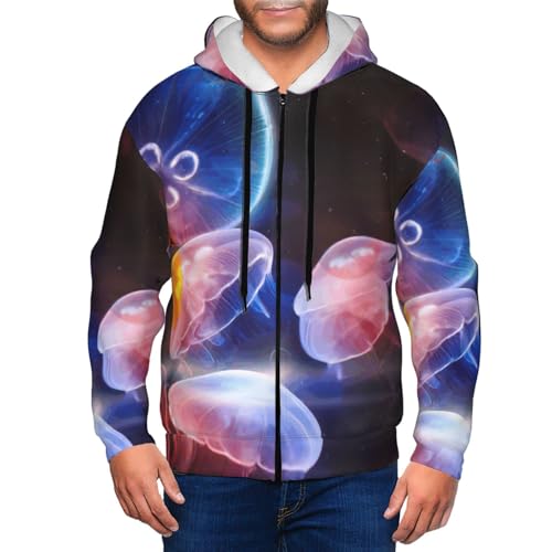 Sweat à capuche imprimé méduses homme pull chaud coloré en polyester doux - 7
