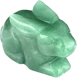 KYEYGWO Crystal Decor Rabbit Sculpture, Pocket Stone Bunny Figure Natural Stones Healing Talisman Fengshui Sculpture Animal Ornament for House Decor, 2 Inches Green Aventurine