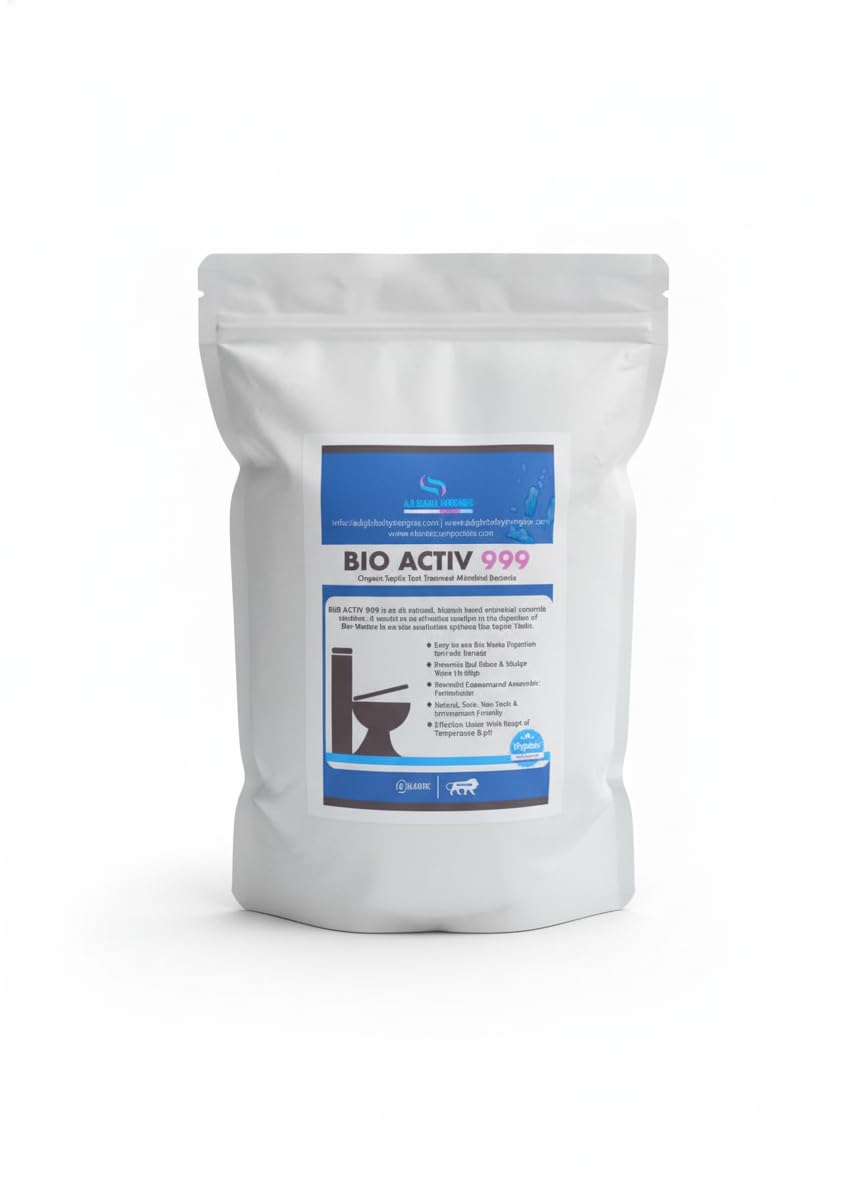 BIO ACTIV 999 Septic Tank Cleaner and Odor Remover, Organic Bacteria Powder Drain Opener