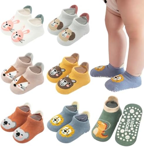 Calzini Antiscivolo Per Bambini Con Motivi Animali - Confezione Da 5 Paia Per Neonati 6-30 Mesi - Foto 12