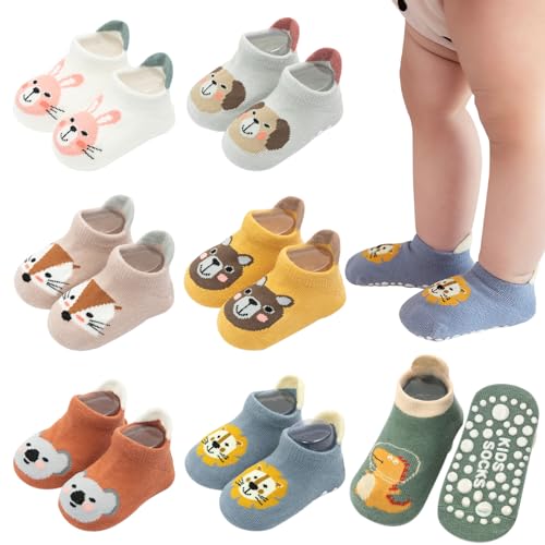 VEGCOO Antirutschsocken Kinder，7 Paar Babysocken Rutschfeste...