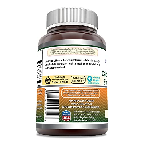 Amazing Formulas Calcium Magnesium Zinc D3 240 Softgels Supplement | Non-Gmo | Gluten Free (Pack Of 1) #TOP1