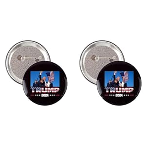 2 Pack Trump Survived Shot Trump 2024 Ear Bullet-Proof PA Pennsylvania Rally Shot Shooting Survivor Fight Strong Fist Pump Pins And Button Circle Badges Round Chest Pins Brooch Decor