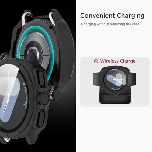 Image of Oboe Screen Protector PC Case 44mm Ultra Appearance Cover 'Compatible with' Samsung Galaxy Watch 7 44mm Watch (Black) [Watch NOT Included]