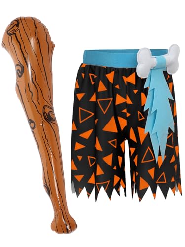 Miutii Disfraz de guijarros para niños, pantalones cortos con bastón hinchable, Halloween, carnaval, fiesta, Negro , 110 cm-116 cm