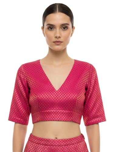 Image of Thevasa Women's Everyday Divine Depth V Neck Half Sleeves Blouse