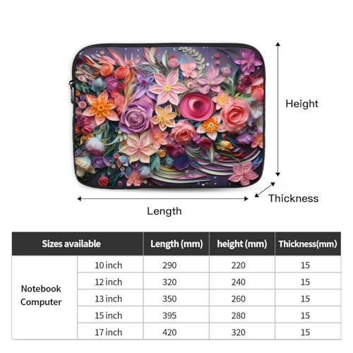 Paper Cut Flowers Laptop Sleeve Case 15 Inch Suitable For Notebook Computer Tablet Traveling Carrying Simple Case4