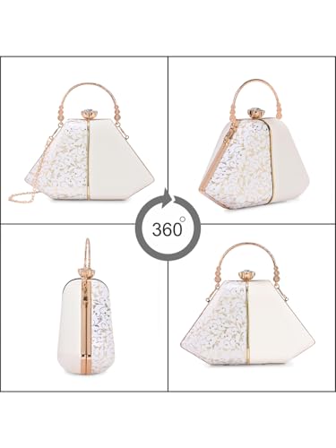 Image of TOOBA Handicraft Women's Beautiful Bling Box Clutch Bag | Evening Bag, Bridal Purse & Party Handbag | Wedding & Special Occasion Clutch (Mix Pyramid)