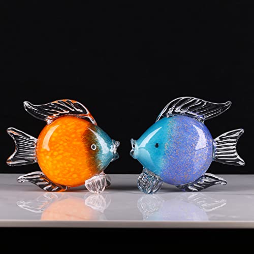 zeigt funkelnde Lichtreflexionen im Wohnzimmer. - Detailansicht von LCCCK Große Glasfisch Statue mundgeblasen – Dealfox...
