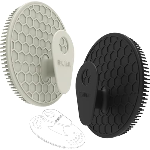 Image of Silicone Body and Face Scrubber Set 3 Pack, BEAUTAIL Shower Bath Scrubber, Gentle Exfoliating Brush for Women Men Sensitive Skin, More Hygienic Than Traditional Loofah, Long Lasting, Black+Gray