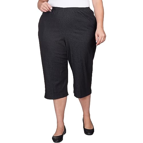 Alfred Dunner Women's Size All Around Denim Plus Capris Pants-Elastic Waist Jeans