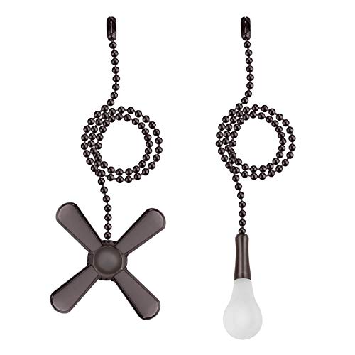 Image of Ceiling Fan Pull Chain Extender, Beaded Ball Extension Fan Pull Chain with Light Bulb and Fan Cord for Ceiling Light Lamp Fan Chain (Black)