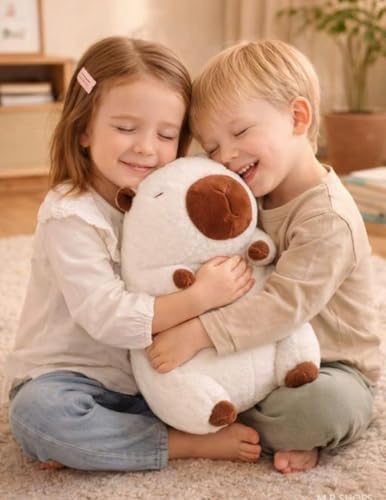 Image of White Capybara Soft Toy 25cm Cute Plushie | Kawaii Capybara Stuffed Animal Plush Doll | Aesthetic Room Decor & Cuddle Companion | Fluffy Toy Gift for Kids, Girls, Boys & Adults