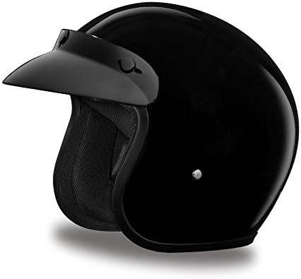 Daytona Cruiser Helmet - Hi-Gloss Black - Lightweight 3/4 Shell Motorcycle Helmet with Removable Gloss Black Bubble Visor Added - Bluetooth Compatible - L - 2.30 Pounds