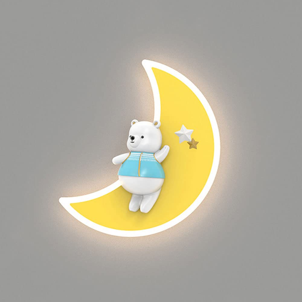Applique murale LED lune 8W pour chambre d'enfant avec 3 modes de couleur et fonction veilleuse