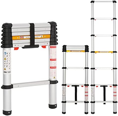 LUISLADDERS Telescoping Ladder, 6.6 FT One-Button Retraction Aluminum Extension Ladder Telescopic Collapsible Ladder,Slow Down Design Multi-Purpose Extendable Ladder for Home RV, 330 Lb Capacity