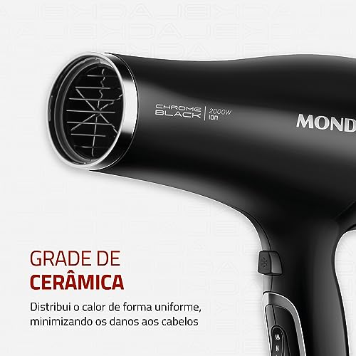 Secador de Cabelos, Mondial, Preto/Cromado Prata, 2000W, 220V - SCN-04