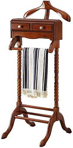 SHKUU Estante Valet Madera para Traje sin Arrugas Perchero Ropa Independiente Montaje Soporte Valet con toallero Estante para Zapatos para baño Oficina Dormitorio Cover