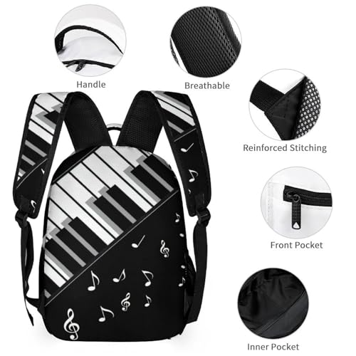 zaaprintblanket Custom Music Notes Piano Backpack 3 Piece Set Personalized School Backpack with Lunch Bag Pencil Case for Boys Girls Kids3