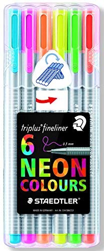 Staedtler 334 SB6CS3 Triplus trójkątny cienkopis, zestaw 6 neonowych kolorów