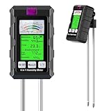 6-in-1 Soil Moisture Meter, Hygrometer for Plants with Soil Moisture, PH Meter, Temperature, Sunlight, Fertility, Environmental for Farming, Gardening (2*AAA Battery Needed)