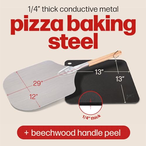 Pizza Steel PRO by Hans Grill | XL 1/4" Thick Square Conductive Metal Baking Steel for Oven and BBQ Cooking Pizzas | Bake and Grill Bread and Calzone with our Cast Iron Pizza Stone