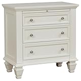 Coaster Home Furnishings Sandy Beach Coastal Wood 3-Drawer Bedroom Nightstand Bedside Table Organizer Unit Cream White 201302