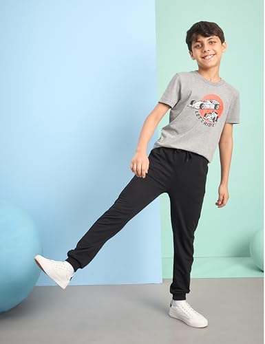 Image of Amazon Brand - Symbol Boys Cotton Rich Stretchable Knit Terry Track Pants Joggers | Age 2-14 Years