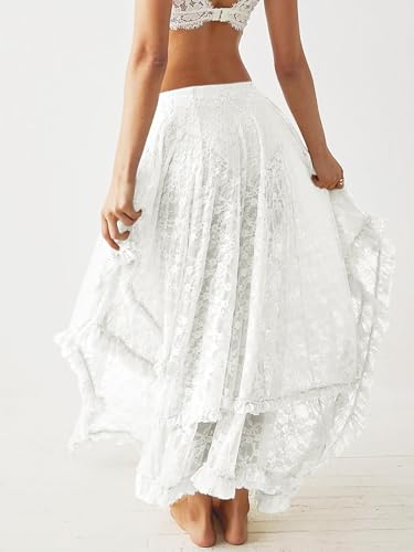Jupe longue sexy transparente et asymétrique à fleurs