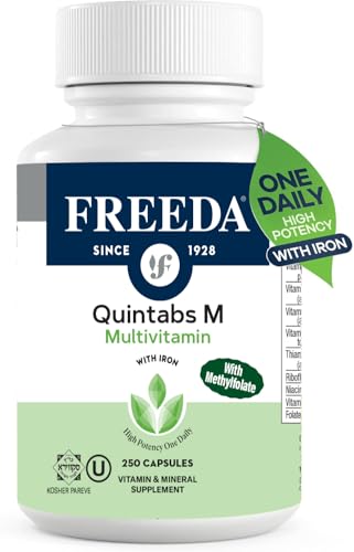 FREEDA Multivitamin One Daily &ndash; Quintabs-M with Iron &ndash; Kosher Multi Vitamins Supplements for...