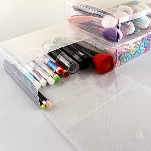 Image of BAOFALI 6Pcs6.3x6.3x2''Plastic Storage Cases Clear Craft Supplies Storage Containers Transparent Boxes with Lid Clear Rectangle for Craft Supplies Coloring Markers Brushes Stamp Die