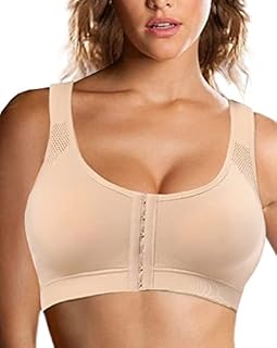 Post Surgery Bra for Women Surgical Bras Front Closure Sports Bras Breast Augmentation Mastectomy Bra Post Op Bra (Medium, Nude)