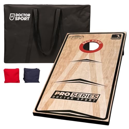 Cornhole Professional - 1x Brett - 120x60 cm – Offizielle 15x15 cm große Bean Bags – in Tragetasche – Red Zone Original - Cornhole League 1883