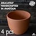 Hakan Kapadokya 16.9 oz, 4 Pcs, Handmade Pottery Mug Set of 4, Clay Cups for Beverages, Earthenware Flower Pot, Unglazed Clay Bowls, Drinking Cups for Decoration