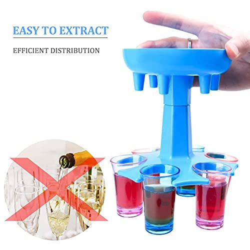 XYDZ 6 borrelglassdispensers en houders, drankdispenser met standaard, wijndispenser, wijndispenser, set, draagbare caddy wijndispenser, feestgeschenk, drinkspel (blauw) - Image 4