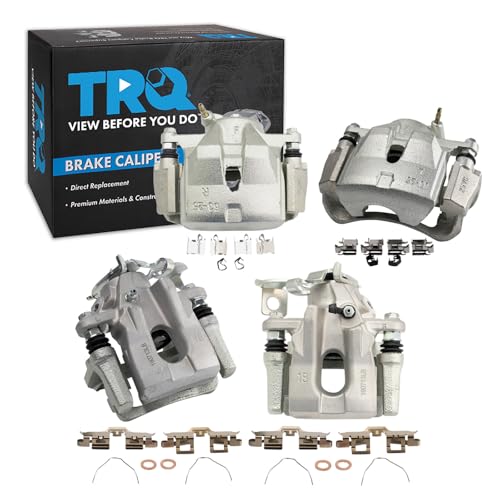 Image of TRQ Front and Rear Brake Caliper Set Zinc Coated Brackets Compatible with 2008-2015 Scion xB