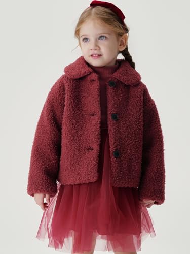 marc & janie Girls French Vintage Faux Lamb Wool Coat Loose Lapel Coat Outerwear 2410982