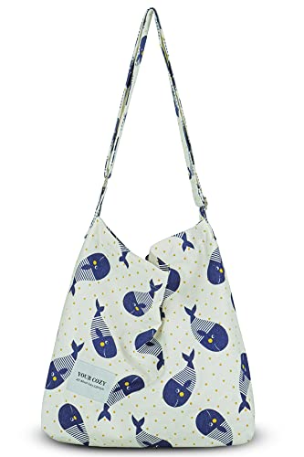 Image of Hobo Crossbody Bag for Women - Large Cotton Tote Shoulder Purse | Adjustable Strap