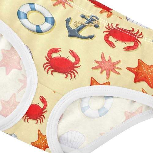 Beach Crab Shell Starfish Yellow Toddler Girls's Underwear 2T 23028914