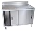 BK Resources Stainless Steel Cabinet Base Worktable with 5 inch Rear Riser, Two Sliding Doors, 30" x 48"
