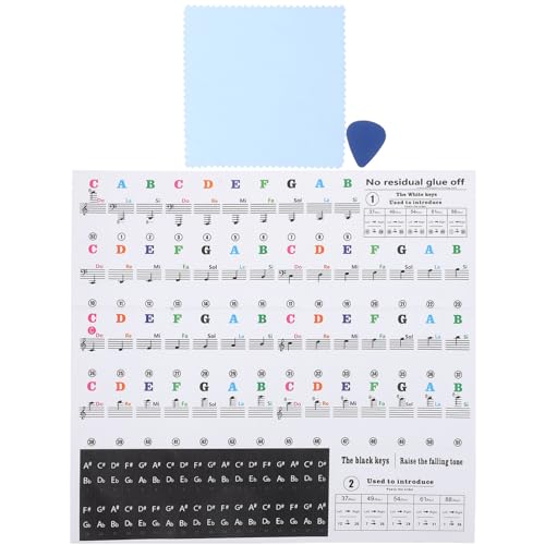 Alasum Piano Notes Guide for Beginner Removable Piano Keyboard Note Labels 88 Keys Keyboard Sticker Piano Music Guide Larger Letter Key Note Stickers
