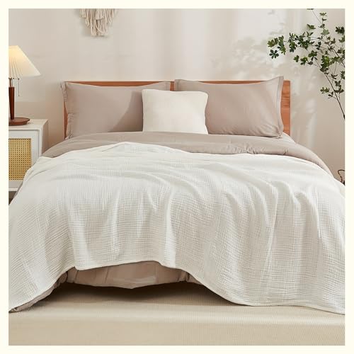 QSZTJJ Coperta in cotone extra morbido, Doppia Misura Pre-Lavata Morbida Calda Traspirante Coperta Leggera per Sedie Divano, Letto Copridivano per Tutte Le Stagioni (White,30x30cm)